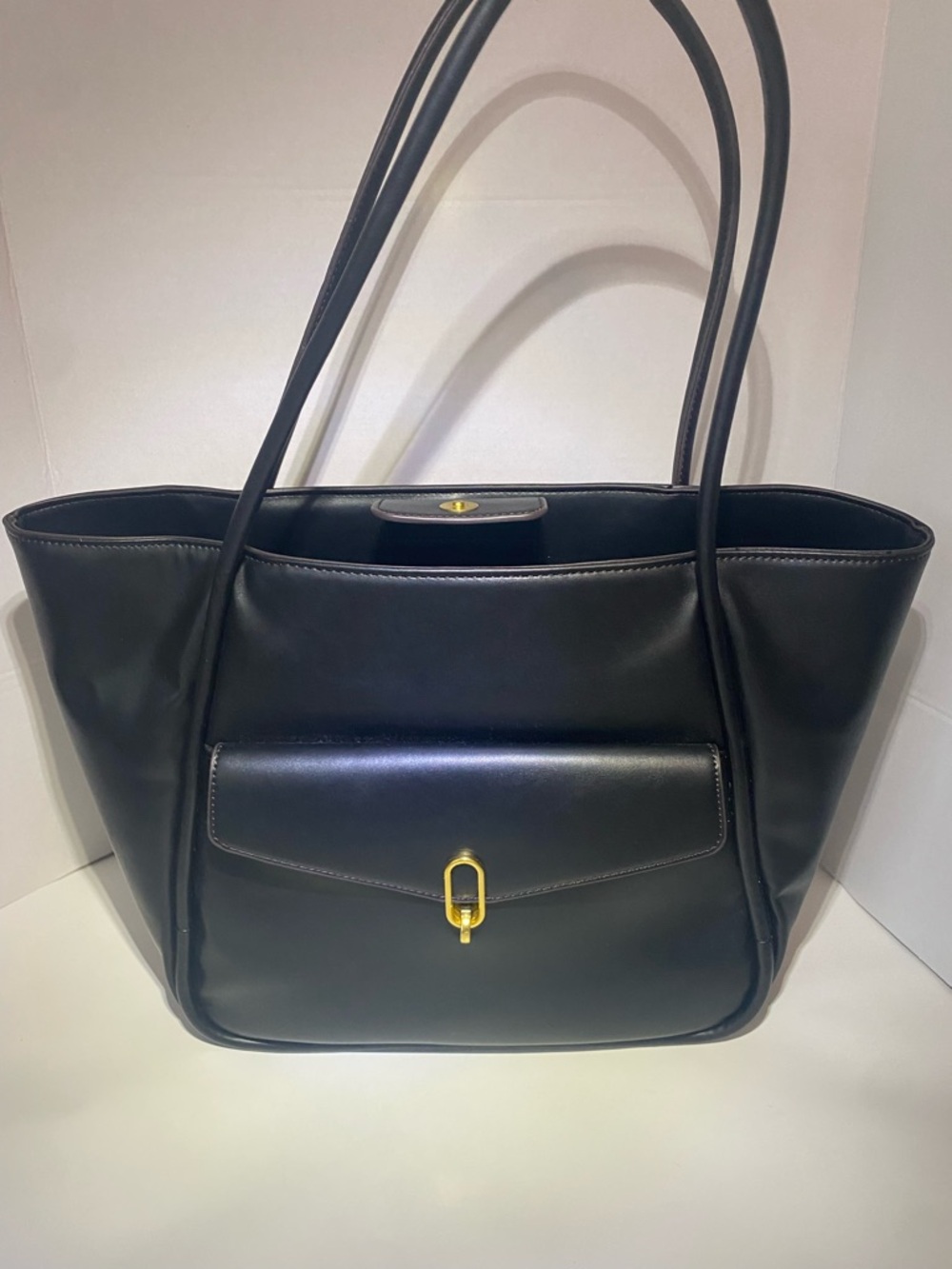 Worthington Black Tote with Gold Accent Hardware